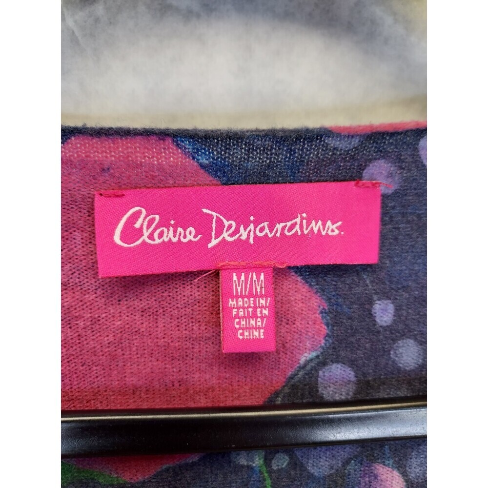 Claire Desjardins Tunic Top Women's M V-Neck Floral Abstract Garden Artsy Boho - Picture 6 of 16